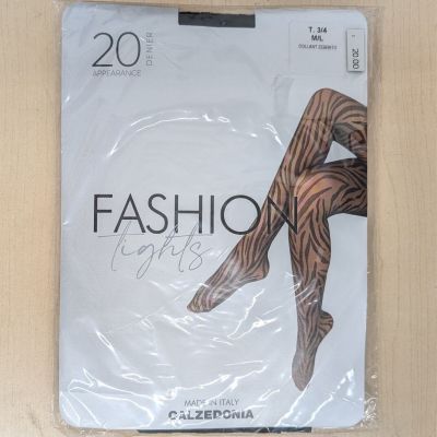 CALZEDONIA Black Fashion Matte Tights Zebra, 20 Denier, T. 3/4 M/L - New